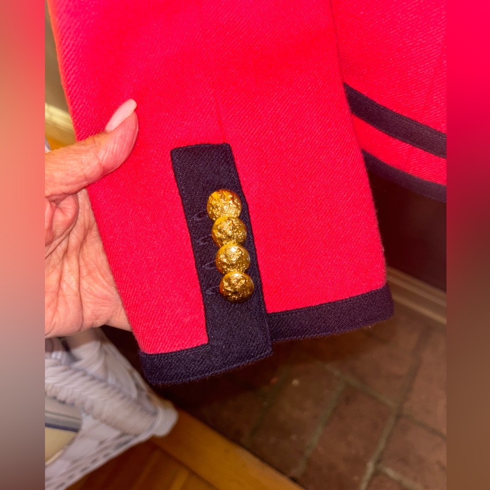 J. Crew Women's Wool Pink/Navy Jacket- Military Style Size 2 - Picture 9 of 13